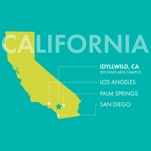 Idyllwild, California on a state map.