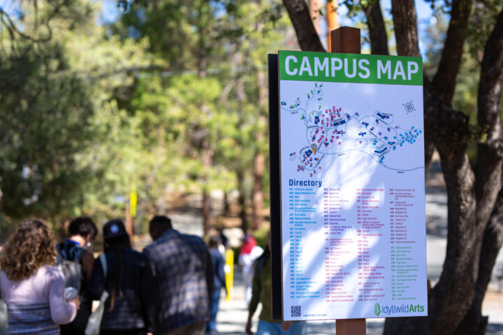 Campus map sign.